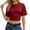 Red, variant on Womens Tees Summer Stretch Solid Round Neck Fitted Crop Top with Waistband Womens Tops Red S