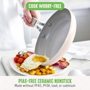 GreenLife Dream 8 & 10 Healthy Ceramic Nonstick Frying Pan Set, Stay Cool Handles, Taupe