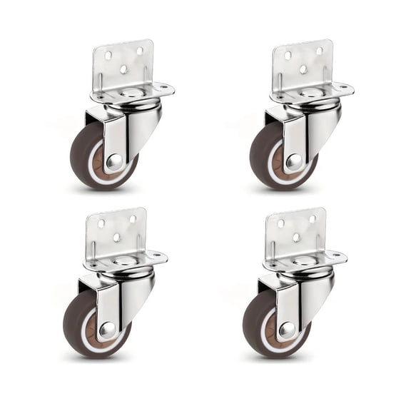4 Pcs 1/1.25/1.5/2 inch L-Shaped Side Mount Caster Wheels Small Rubber Furniture Castors Swivel Cartwheels for Trolley Cabinet