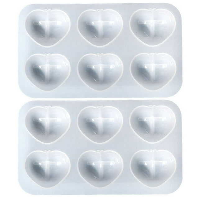 Silicone Mold 2Pcs Decorative Easy Demould Unique 6 Cavities Peach Shape Silicone Craft Mold
