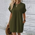 thumbnail image 5 of Casual Dresses For Womens Summer Solid Color Crew Neck Short Sleeve Pockets Loose Casual Shirt Dress Streetwear, 5 of 7