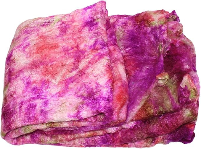 Premium A-Grade Mulberry Silk: Hand-Dyed Pink & Green Silk Fibers for Needle Felting, Wet Felting, Spinning, Knitting, and Sewing