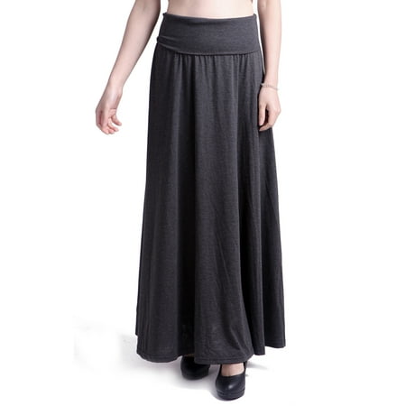 HDE Women's High Waisted Foldover Long Maxi Skirt Fall Collection (Dark ...
