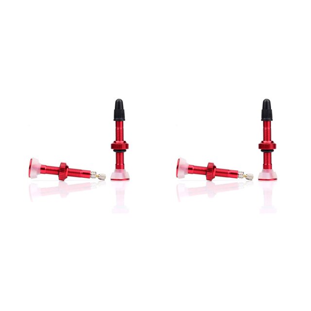 Eigraketly Paquete de 2 válvulas de neumático sin cámara para bicicleta de montaña, 40mm, Base de 12,8mm, válvulas de neumático de aleación de Rojo 2piezas Eigraketly CBP441801