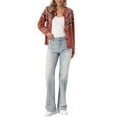 thumbnail image 2 of INSPIRE CHIC Cardigan Sweater for Women's Raglan Long Sleeve Open Front Button Down Casual Knit Patterned Cardigan XS Red, 2 of 6