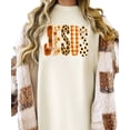 thumbnail image 2 of Jesus Shirt for Women Floral Leopard Christian Easter Graphic Tee, Ivory Shirt, 2XL, 2 of 8