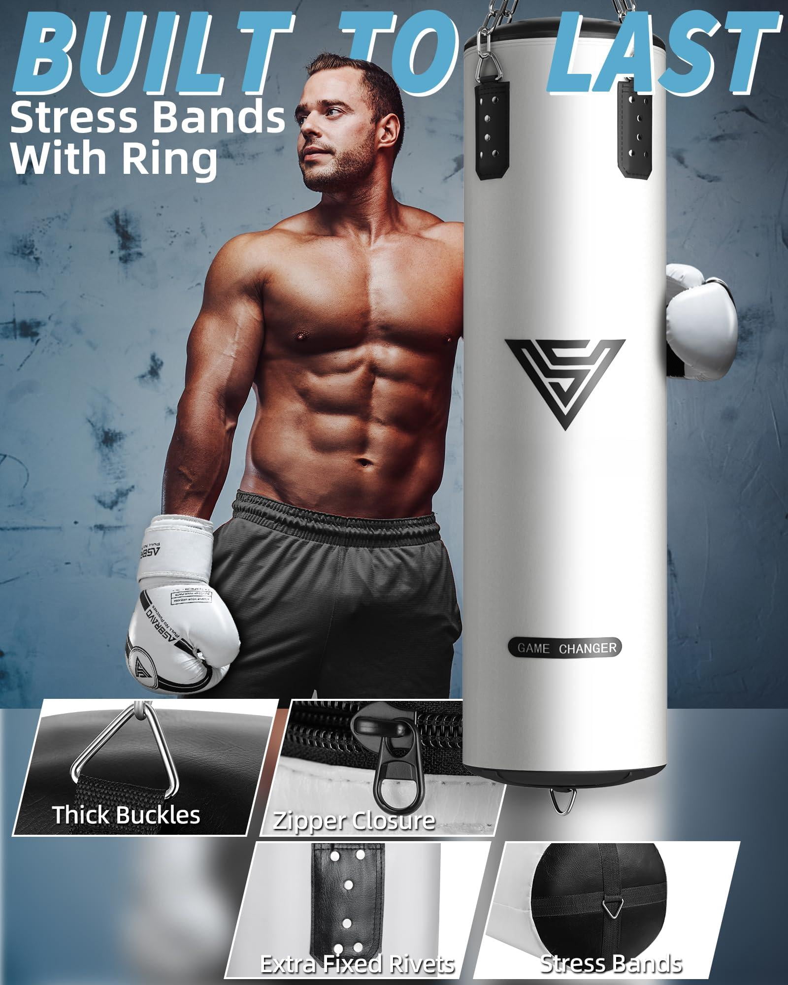 Punching Bag For Adults  4ft Pu Heavy Boxing Set 12oz Gloves Mma Muay Thai Kickboxing Home Gym Martial Art (unfilled)