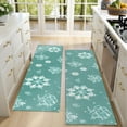 thumbnail image 4 of Kitchen Rugs Sets Of 2,Turquoise Christmas Snowflake Pattern Anti Fatigue Kitchen Mat Rugs Non Slip Washable,Decorative Kitchen Floor Mats for Kitchen,Sink,Laundry,17"X47", 4 of 5