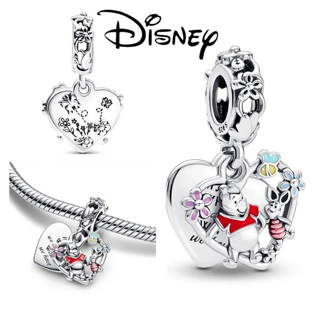 herocross disney star wars mandalorian casco charm fit pandora pulsera 925 joyería de plata esterlina Dije colgante en forma de corazón con anilla marcada 925, figura esmaltada y detalles florales en metal plateado, clip decorativo para pulsera tipo Pandora, 3 g, se puede personalizar.