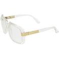 thumbnail image 4 of zeroUV Unisex Large Chunky Metal Accented Temples Clear Lens Square Glasses 55mm (Clear-Gold / Clear) - 55mm, 4 of 5