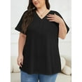 thumbnail image 4 of Oryer Womens Plus Size Tops Short Sleeve Shirts Tunic Summer Tops V Neck Casual Blouses, 4 of 6