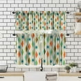 thumbnail image 4 of Mid Century Vintage Valances Set for Kitchen, Teal Green Yellow Orange Geometric Modern Retro Home Decor Rod Pocket Window Drapes for Living Room Dining Room Office 52x18 Inch + 27x24 Inch X 2, 4 of 5