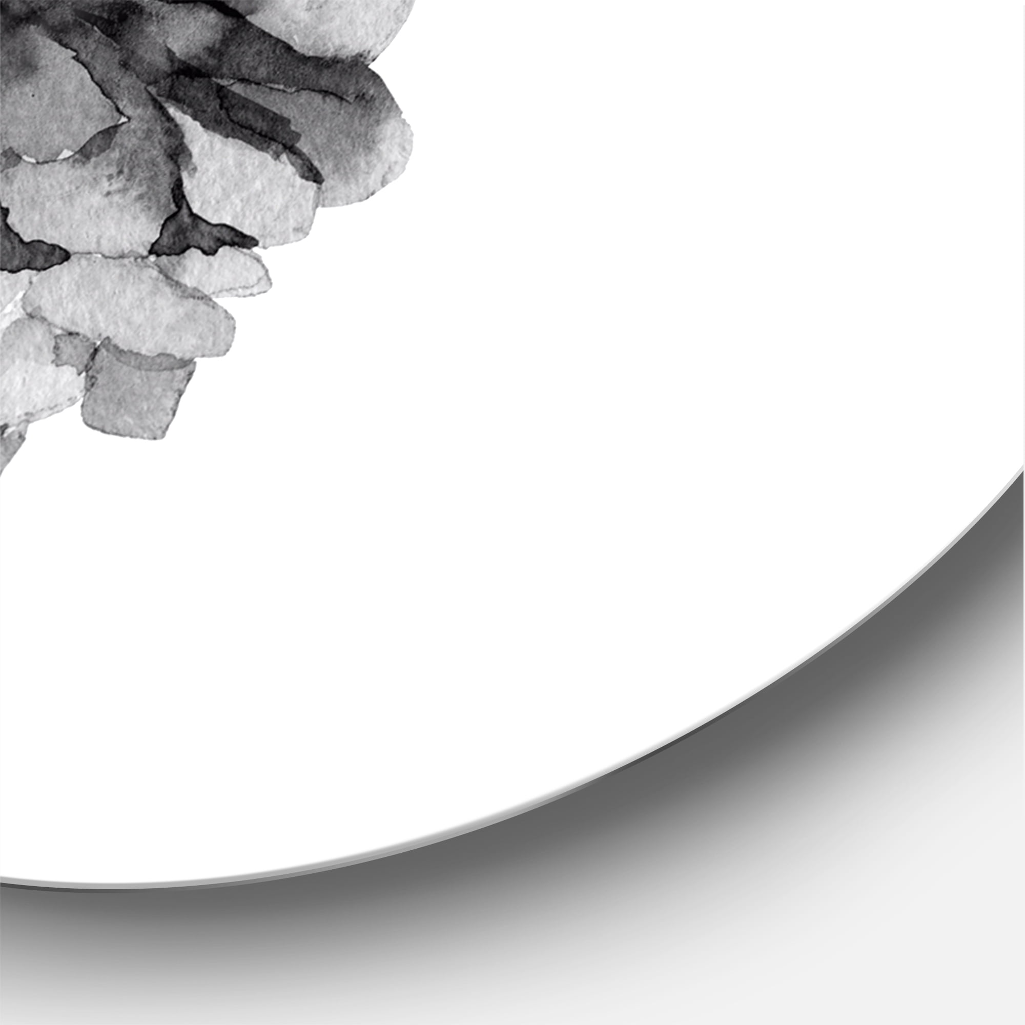 Designart 'Conifer Cone Black and White' Traditional Circle Metal Wall Art 11x11 - Disc of 11