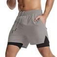 thumbnail image 1 of Pantalones cortos deportivos 2 en 1 para hombres con toalla, bolsillo con cremallera, pantalones cor Abanopi Pantalones cortos deportivos, 1 of 7