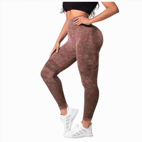enyan Slimove Cellulite Leggings Seamless Tummy Control Womens Yoga Leggings(Brown,M)