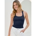 thumbnail image 6 of ANRABESS Womens Scoop Neck Ribbed Tank Tops Knit Sleeveless Racerback Workout Tops Slim Fitted Basic Cami Shirts Casual Summer Outfits Navy Blue XS, 6 of 12