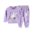 thumbnail image 6 of Tigivemen Toddler Girls Fall Clothes Long Sleeve Outfits Baby Girl Clothes Kids Printed Sweatshirt Pant and Top Set Purple Size 2-3 Years, 6 of 6