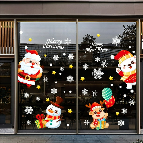 Hot6sl Liquidación de Ahorros de Verano Nueva Pegatina de Cristal con Forma de Muñeco de Nieve Navideño, Decoración para Ventana, Pegatina Electrostática Decopo de Nieve Navideña