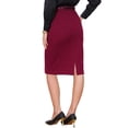 thumbnail image 3 of INSPIRE CHIC Tweed Pencil Skirt for Women High Waisted Midi Skirts Knee Length Button Decor Bodycon Office Work Skirts with Belt S Solid Red, 3 of 5