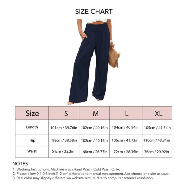 Women Trousers, Casual Loose Trousers Polyester Fabric Breathable For  Office Work Dark Blue L 