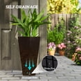 thumbnail image 5 of Outsunny Set of 3 Tall Planters with Drainage Hole, 28" Outdoor Flower Plant Pots, Indoor Planters for Porch Patio and Deck, Brown, 5 of 10