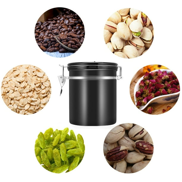 Lata para granos de café, recipiente para café de acero inoxidable 304 de 1,5 l, recipiente para almacenar café diseñado para el futuro