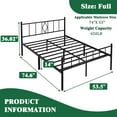 thumbnail image 3 of Eavesince 14in Full Size Bed Frame with Headboard and Footboard, Black, 3 of 7