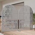 thumbnail image 2 of MAYEERTY Outdoor Metal Privacy Screen 6ft × 4ft Gray, 3-Panel Geometric Y-Pattern Decorative Screen for Garden, 2 of 6