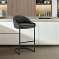 thumbnail image 3 of Armen Living Atherik 24" Metal & Faux Leather Counter Stool in Black, 3 of 7
