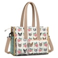 thumbnail image 2 of Teacher Tote Bag,White Boston Terrier and Flower Teacher Utility Tote Bag,Large Work Tote Bags for Women with Multiple Pockets,Top Zipper Closure,13.8x10.6x6.7 Inch, 2 of 5