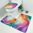 thumbnail image 2 of Rainbow Tie Dye Swirl Pattern Bathroom Rugs Sets 3 Piece,Toilet Cover Set,Absorbent Non Slip Bathroom Mats Sets with U-Shaped Contour Rug Toilet Rug Set, 2 of 5