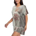 thumbnail image 2 of Kdxio Raindrop Kitten Paw Print Pajamas Sets for Women Short-Sleeved Pjs with Lounge Shorts Two Piece Sleepwear S-4XL, 2 of 5