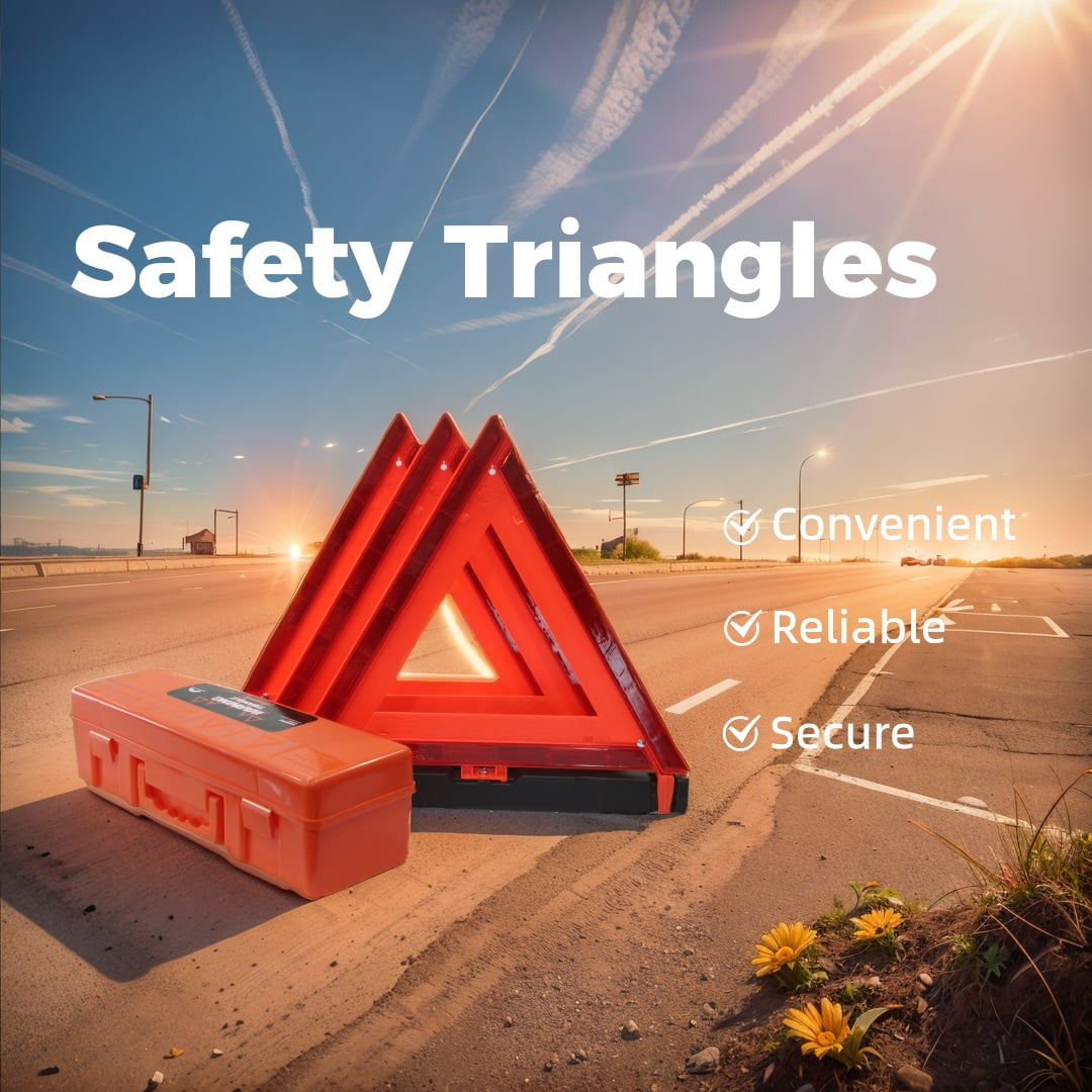WORKKOOL Safety Triangles DOT Approved Emergency Reflector with Carry Case 3 Pack( Without Sand)