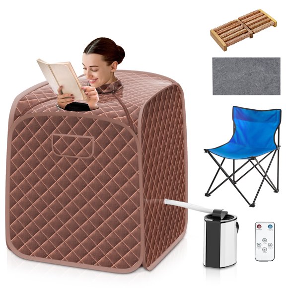 Costway Portable Steam Sauna w/ 9-gear Adjustable Temperature & Herbal Box Black