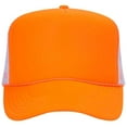 thumbnail image 5 of Couver 5 Panel High Crown Back Split Mesh Polyester Foam Trucker Hat, Neon Orange Pure White, 6 Count, 5 of 7