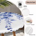 thumbnail image 5 of Navy Blue Eucalyptus Leaves Round Fitted Tablecloth with Elastic Edge, Waterproof Table Cloth Table Cover for 36"-44" Tables, Spring Rustic Botanical Tablecloths for Dining Picnic Indoor Outdoor, 5 of 9