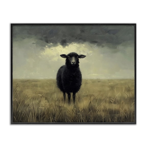 Stupell Industries Black Sheep in Field Black Framed Giclee Art, design by Arlington Prints, 11 x 14