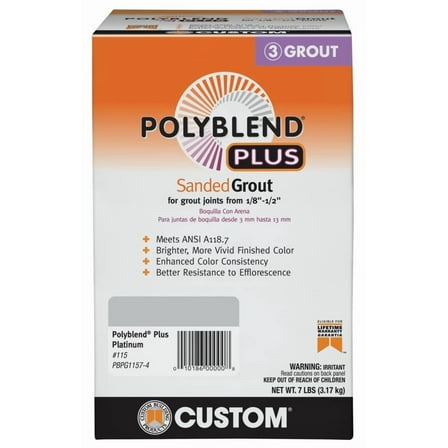 Custom Building Products Polyblend Plus Indoor and Outdoor Platinum Sanded Grout 7 lb