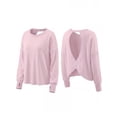 thumbnail image 3 of JWD Womens Open Back Long Sleeve Workout Top Loose Fit Crew Neck Thumb Hole Pullover Yoga Shirt Pink S, 3 of 8