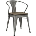 thumbnail image 1 of Modern Contemporary Urban Design Industrial Distressed Antique Vintage Style Kitchen Room Dining Chair, Silver, Metal Wood, 1 of 4