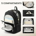 thumbnail image 3 of Cyipana Ladies Laptop bag 16in Multi-function Casual fashion College Student school backpack Waterproof Men and women daily Work Outdoor travel backpack black\Off-white, 3 of 7