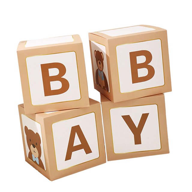 Balloons Boxes with BABY Letters for Baby Shower, Birthday Balloon Blocks Decorations for 1st Baby Shower, Gender Reveal Party, Newborn Photo Props Light Brown