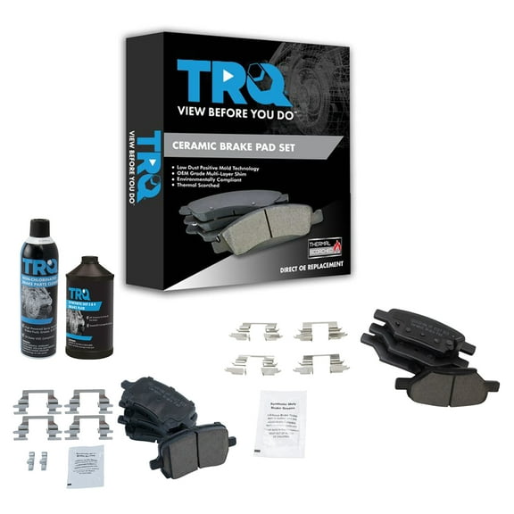 TRQ Ceramic Brake Pad Front Rear Kit w/Chemicals for Chevy Pontiac Saturn BFA15264