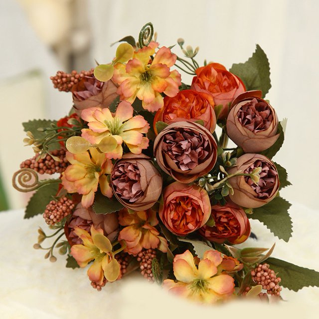 Simulated Bouquet Cloth Rose Fake Flower Wedding Room Layout Office Decoration
