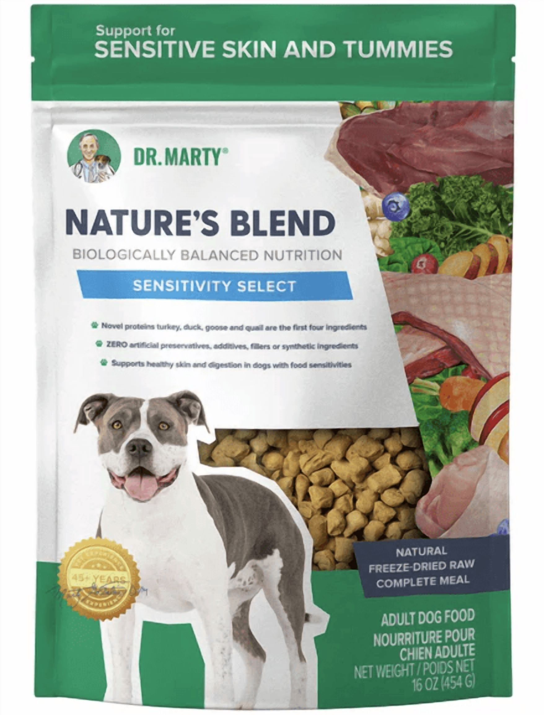 Dr. Marty Nature's Blend Sensitivity Select Freeze Dried Raw Dry Dog Food 16 oz (2 Pack)