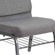 Flash Furniture Hercules Series 21W Upholstered Adult Church Chair with Book Rack, Gray