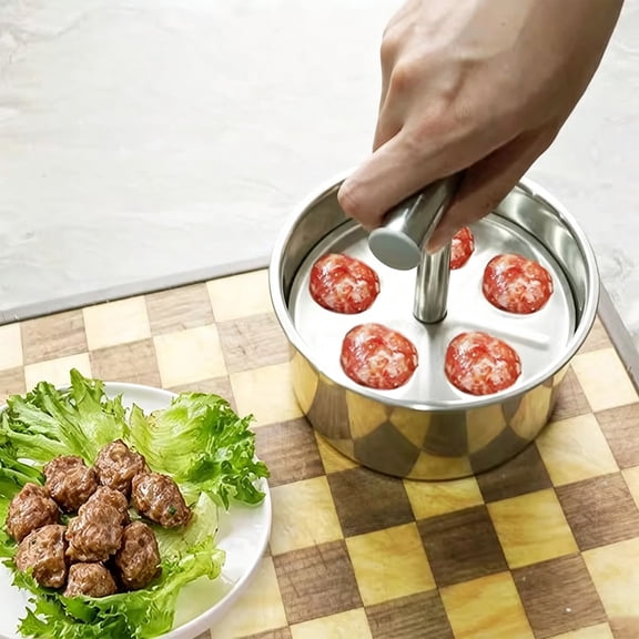 Clearance Under $2 Stainless Steel Hand Press Meatball Maker 12-Hole for Large Batch Meatball Prep