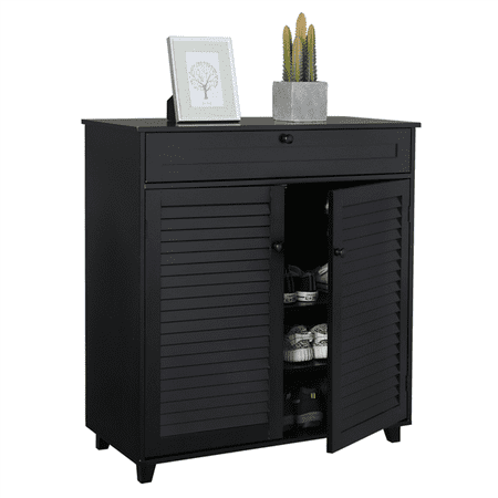 Topeakmart 4 Tier Shoe Storage Cabinet 1 Drawer 2 Doors Shoe Rack