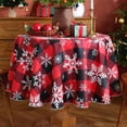 thumbnail image 4 of Christmas Tablecloth Round, Plaid Table Cloth with Snowflake Decorations, Heavy Weight & Spillproof Table Cover for Dining, Party & Holidays (Snow Patterns, Round, 60 Inch), 4 of 6