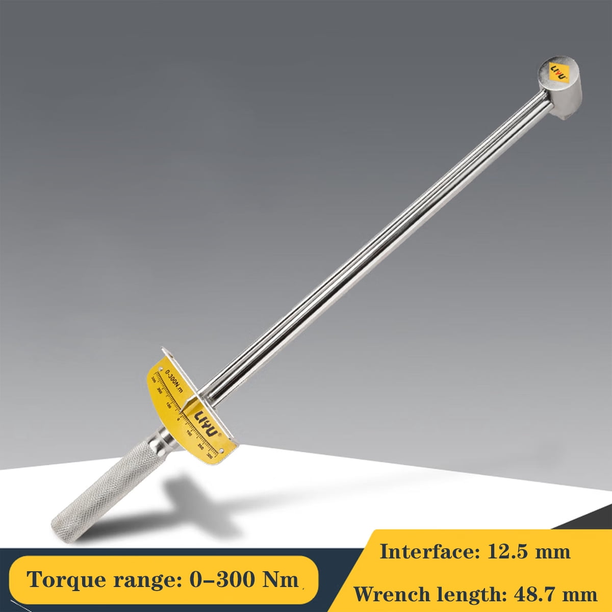 LIYU Beam Style Torque Wrench, 1/2 Inch Drive 0-300 Nm High Precision Analog Pointer Socket Torque Wrench, 48.7cm Long Alloy Steel Torque Tool for Automotive Tire Motorcycle Mechanical Repair
